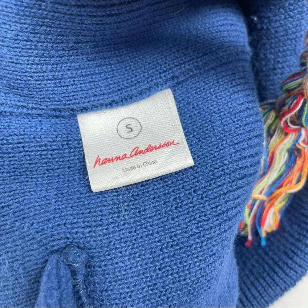 Hanna Anderson Navy Muti Color Pom  Pom Winter Hat Small